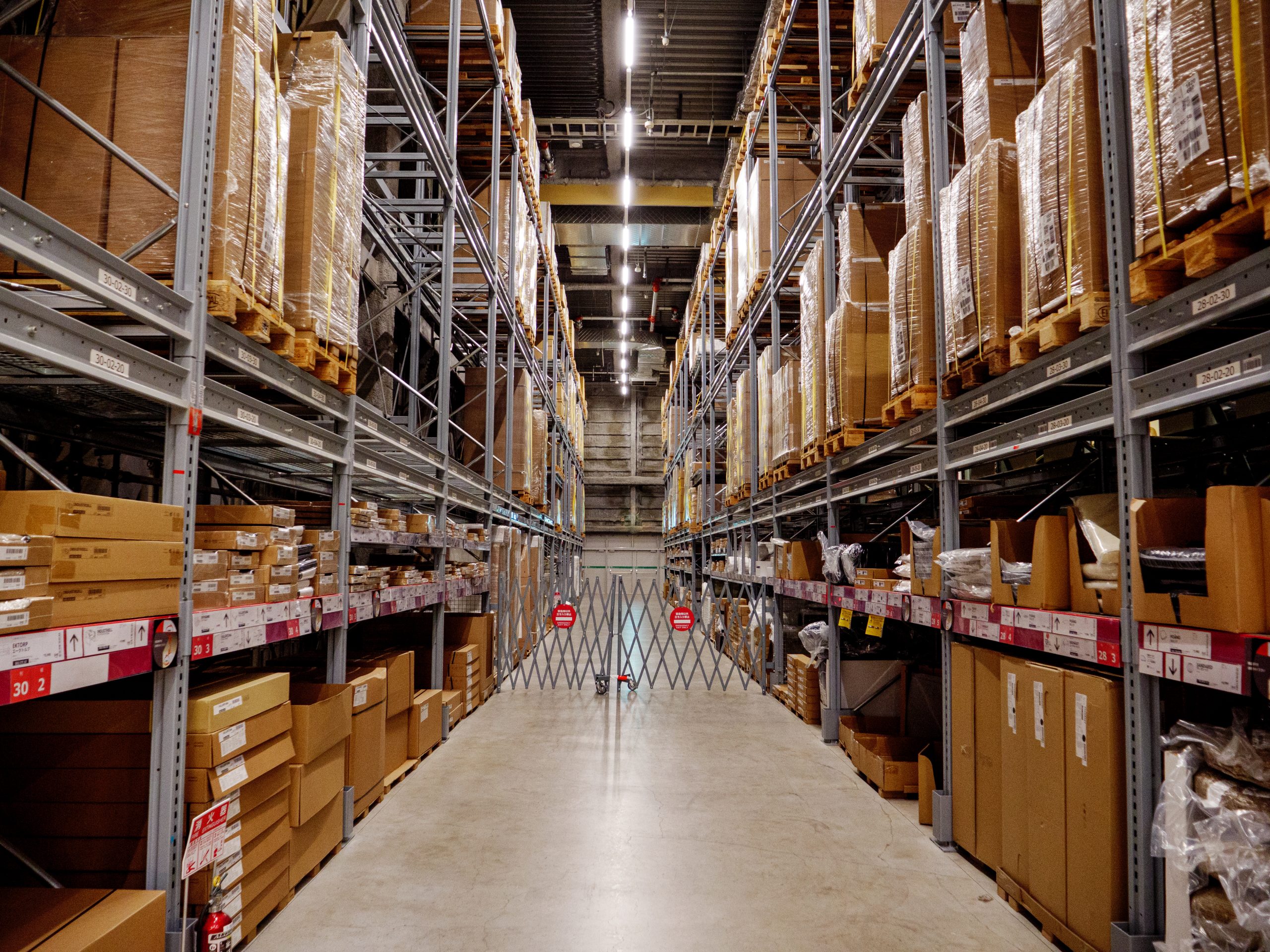 Tokyo, Japan - 9 9 19: A very spacious storage warehouse full of boxes